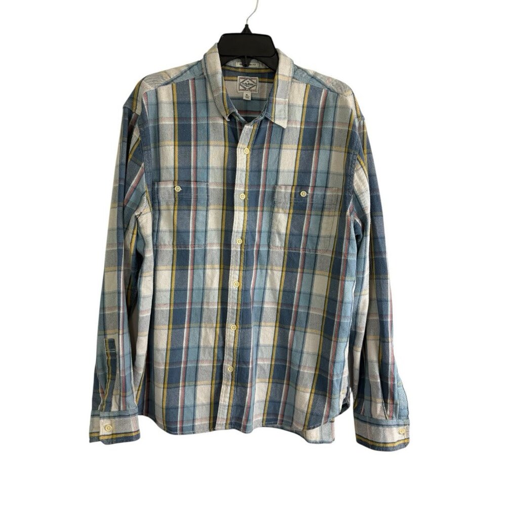 Lucky Brand Mens Shirt Size XL Button Down Blue Plaid Long Sleeve Flannel